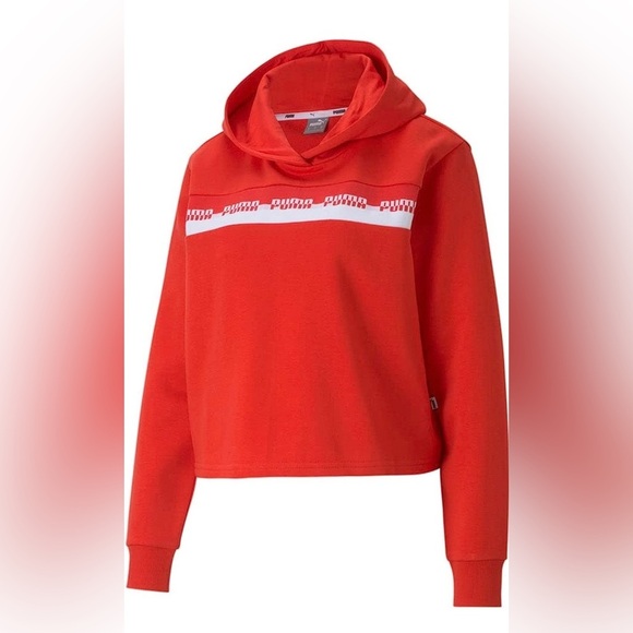 Puma Amplified Cropped Hoodie Poppy Red NWT XL - Picture 1 of 5